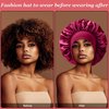 4PCS Silk Bonnet for Sleeping,Hair Wrap Satin Bonnets Shower Cap for Black Women Men, Elastic Wide Band Hair Bonnet Cap for Sleeping Curly Hair(Black & Wine Red & Purple & Brown)