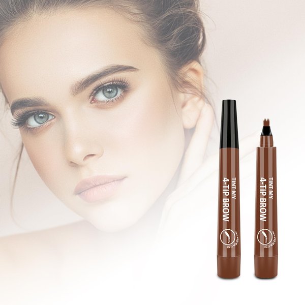 CUBLIVE 2024 New Magic Eyebrow Pencil, 3D Waterproof Microblading Eyebrow Pencil Contouring Pen, 4-point Brow Lifter, Natural Fine Stroke Microblading Eyebrow Pencil(Reddish Brown)