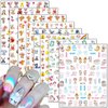 Cartoon Nail Art Stickers, Cute Animal 3D Self-Adhesive Decals Design, Unicorn Bear Dog Cat Flowers Chicken Rabbit Heart Baby Nail Decoration for Women Girls Manicure Charms Acrylic Supplies(8 Sheets)