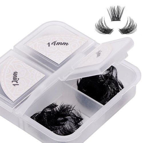 Lash Clusters, 96 Pcs Individual Cluster Lashes DIY Lash Extension 10-16mm Eyelash Clusters Volume Wispy Lashes Super Thin Band Reusable Soft & Comfortable（T01-96-D-10-16MIX）