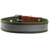 Cotton Web/Leather Reflective Dog Collar 18" Long 3/4" Wide Fits 12"-16" Neck, Basset Hound, Spaniel