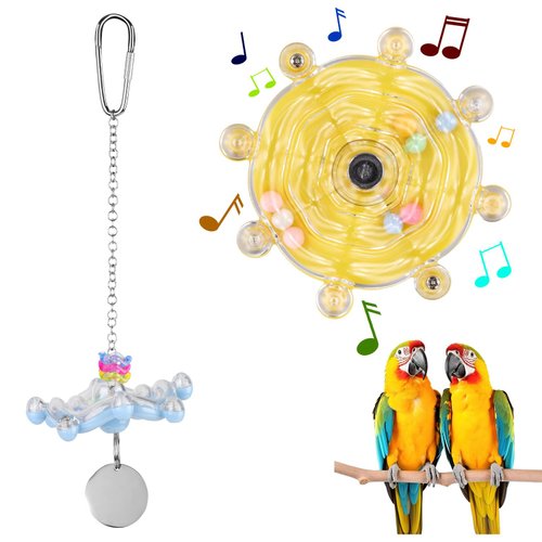 2pcs Parakeet Bird Toys, Colorful Interactive Spinning Wheel Rattles Colorful Parakeet Toy Wheel Interactive Spinning Rattles Parrot Toys Educational Toys for Small Medium Parrots