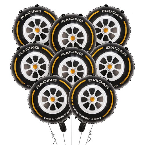8 Pcs Wheel Tire Balloons 18 Inch Tire Balloons Race Car Birthday Party Decorations Foil Balloons Boy Racing Party Decorations