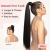 LONAI Ponytail Extensions, Versatile Elastic Band Black Brown Ponytail Extension for Women, 28" Long Straight Soft Natural Synthetic Pony Tails-Black Brown