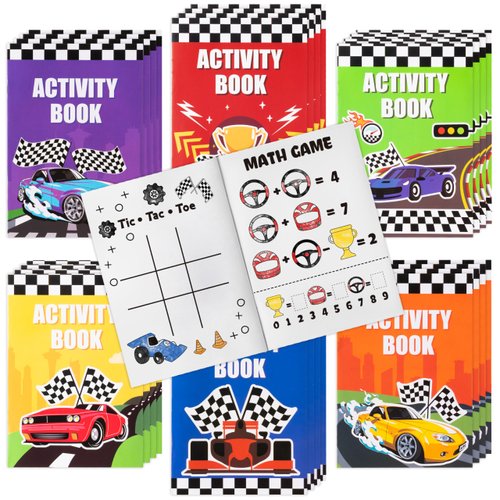 JAPBOR Race Car Coloring Books - 24PCS Mini Racing Cars Activity Color Books Bulk for Kid Party Favors, Truck Transportation Themed Small Coloring Pages for Birthday Gifts Class Drawing Painting Game
