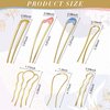 Ysleen 22 Pieces Metal U Shaped Hairpin Hair Fork Barrettes Bun Updo Hair Stick French Hair Pin Gold Silver Chignon Pin Hair Bun Accessories DIY Handmade Hair Clips for Women Girls Ladies, 6 Styles
