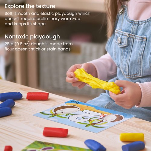 Arteza Kids Play Dough, Number Learning Dough Clay Kit, 12 Pieces, 0.8 oz, Red, Yellow, and Blue, 10 Numeric Cards, Art Supplies for Kids