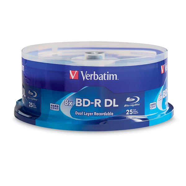 Verbatim BD-R 50GB 8X Blu-ray Recordable Media Disc Double Layer- 25 Pack Spindle - 98356, White