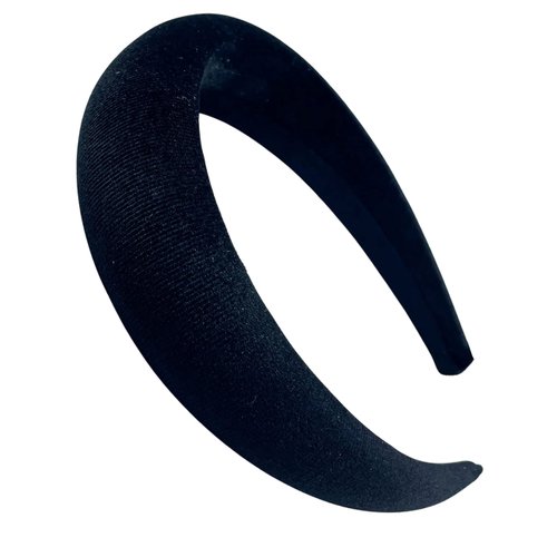 FunCosta velvet padded headband wide puffy headbands for women girls vintage sponge hair band trendy and cute hair accessories (Black A)