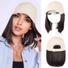CHRSHN Hat Wigs for Women Baseball Cap With Hair Extensions Synthetic Short Straight Bob Hat with Hair Attached for Women Adjustable Hat Wig for Daily Use (6A)