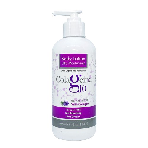 Colageina 10 Ultra Moisturizing Body Lotion (12 fl oz) - French Lavender - Non Greasy, Fast Absorbing, Anti-Aging, Daily Lotion Powered by Hydrolyzed Collagen