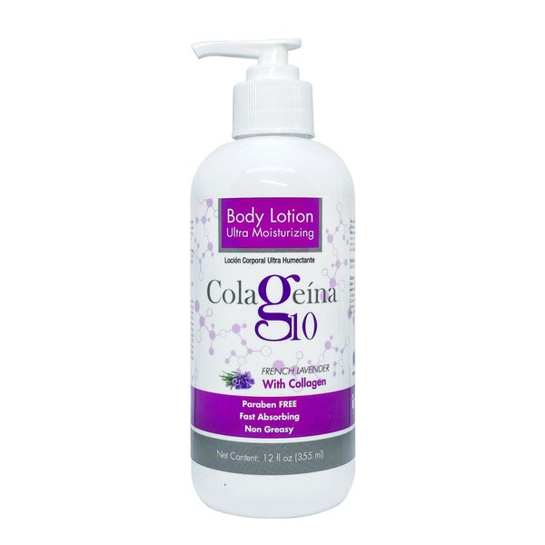 Colageina 10 Ultra Moisturizing Body Lotion (12 fl oz) - French Lavender - Non Greasy, Fast Absorbing, Anti-Aging, Daily Lotion Powered by Hydrolyzed Collagen