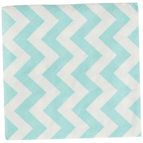 Amscan Disposable, Chevron Beverage Napkins, Robin's egg Blue Party Supplies, One Size