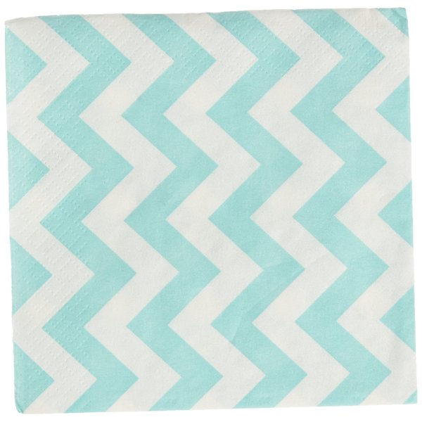 Amscan Disposable, Chevron Beverage Napkins, Robin's egg Blue Party Supplies, One Size