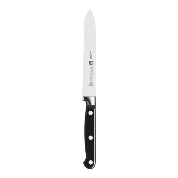 ZWILLING Professional S 5-inch Razor-Sharp German Serrated Utility Knife, Made in Company-Owned German Factory with Special Formula Steel perfected for almost 300 Years, Dishwasher Safe
