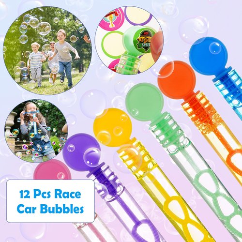 Vanblue 110Pcs Race Car Party Favors Race Car Birthday Party Decorations Straw Bubble Slap Bracelet DIY Sticker Toy Gift Boy Kid Treat Candy Bags Stuffers Themed birthday Supplies Classroom Reward