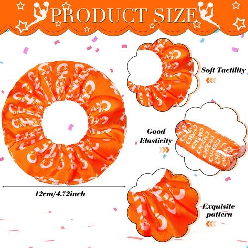 WILLBOND 20 Pcs Orange Satin Cheer Scrunchies, Hair Accessories Cheerleading Hair Ties Elastic Scrunchies Hairband Cheerleading Gifts for Girls Women Team Sport Player Gift Birthday Party