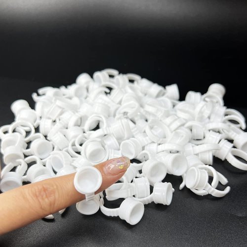 Tattoo Rings Cups - 100Pcs Pigment Glue Holder Disposable Ink Ring,Microblading Pigment Glue Rings Tattoo Ink Holder for Semi Permanent Makeup ，Palette Nail Art Eyelash Extension Rings (Medium）