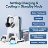 PS5 / PS5 Slim Stand and Cooling Station with RGB LED Controller Charging Station for Playstation 5 Console, PS5 Controller Charger, PS5 / PS5 Slim Accessories with 3 Level Cooling Fan, 3 USB Hub