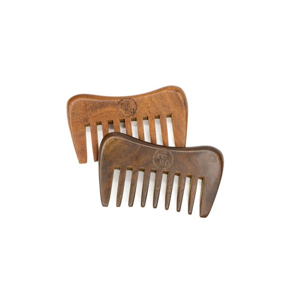 Wooden Comb for Detangling & Styling Wet or Dry Curly, Thin, Thick, Wavy, or Straight Hair - Small Pocket Sized Fine Tooth Natural Wood Comb - Unisex (Flat Edge)