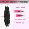 Box Braids Crochet Braids Curly Ends 14 Inch Goddess Box Braids Crochet Hair Synthetic Crochet Hair Extensions (14(8Packs), 1B)
