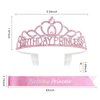 CAVETEE Birthday Princess Crowns for Women Birthday Princess Sash and Tiara for Girl Women Birthday Party Decorations for Girl Gifts Set Birthday Sash and Crown for Women (Pink)