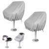 WOMACO 2 Pack Boat Seat Cover, Outdoor Waterproof Pedestal Pontoon Captain Boat Bench Chair Seat Cover, Oxford Fabric Helm Chair Protective Covers (Silver, 2 Pack)
