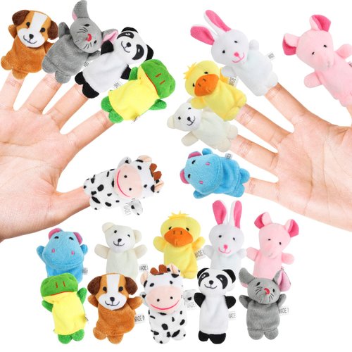 LOKIPA 10PCS Finger Toys, Soft Plush Animal Finger Puppets for Kids Mini Plush Finger Toys Assortment for Boys & Girls, Party Favors, Playtime, Schools