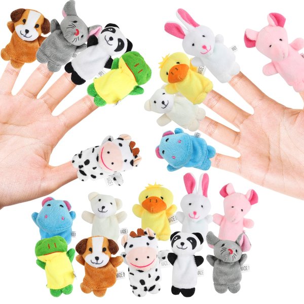 LOKIPA 10PCS Finger Toys, Soft Plush Animal Finger Puppets for Kids Mini Plush Finger Toys Assortment for Boys & Girls, Party Favors, Playtime, Schools