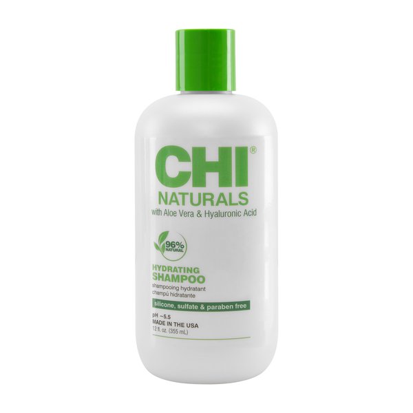 CHI Naturals with Aloe Vera Hydrating Shampoo, Helps Reduces Dryness, Damage & Breakage & Increase Shine, Sulfate, Paraben, & Cruelty-Free, 12 Oz