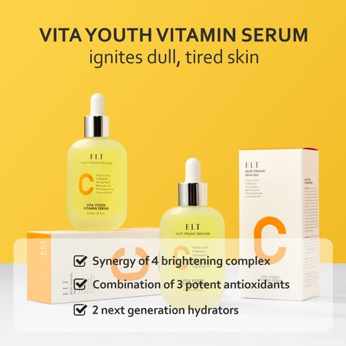 ELT Vita Youth Vitamin C Serum 1.69fl.oz.(50ml) | Multi Vitamin C Skin Soothing and Calming Effect | Skin Damage Protection| Strengthen Skin Barrier | Turns Skin Clearer |Korean Skin Care