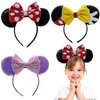 XXXPOWERXXX Mouse Ears Headband,3PCS Shiny Bow Valentine Ears Classic Hairbands,Red Dot Christmas Party Princess Cosplay Costume Hair Band Gift for Women Girls