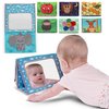 Premium Baby Tummy Time Mirror with Crinkle Books for Babies, Baby Teether Toys, Baby Books 0-6 Months, Tummy Time Toys Developmental Newborn Sensory Toys, Baby Mirror Tummy Time Gift 6-12 Months
