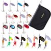 PLUSINNO Fishing Lures for Bass 20pcs Spinner Lures with Portable Carry Bag,Bass Lures Trout Lures Hard Metal Spinner Baits Kit (20pcs Spinner Set with Bag)