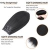 Kinky Straight Clip Ins Hair Extensions Natural Black for Black Women Full Head Yaki Kinky Straight Clip in Hair Synthetic 4PC 11Clips 110g/Set (12 inch)