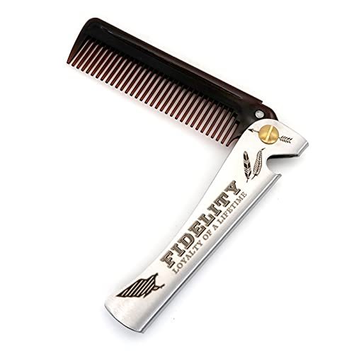 Fidelity Neodymium Flip Comb for Men, Fine Tooth Hair Comb Straightener for Everyday Grooming Styling Hair, Beard or Mustache, Ergonomic bottle opening function, Pocket sized for Easy Carry