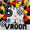 DEAPEICK 134pcs Race Car Balloon Birthday Party Supplies Decorations for Boys - Racing car Theme Party Supplies Happy Birthday Racecar Number Balloons Garland Kit Birthday Party (Arch, 6)
