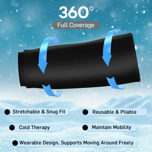 NatraCure Cold Therapy Compression Sleeve for Injuries & Pain Relief - Reusable Ice Sleeve for Arm, Forearm, Elbow, Wrist - Ice Sleeve Pack Wrap for Leg, Shin, Calf, Ankle, Foot - SM