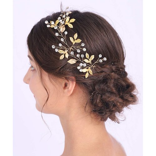 Anglacesmade Bridal Hair Pins Crystal and Leaf Hair Pin Leaf Hair Vine Branch Pins for Wedding Pr...