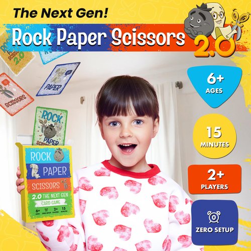 Rock Paper Scissors 2.0 The Next Gen - Fun Card Game for Kids, Families & Adults, Ages 6+, 2+ Players, Fast-Paced Play, Perfect for Family Game Night, Parties & Travel, Great Gift for Boys & Girls