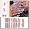 24Pcs Long Square Press on Nails Pink French Tip Fake Nails Silver Glitter with Flower Full Cover Tips Glue on Nails Artificial Acrylic False Nails Butterfly Charms Design for Women Nails Decorations