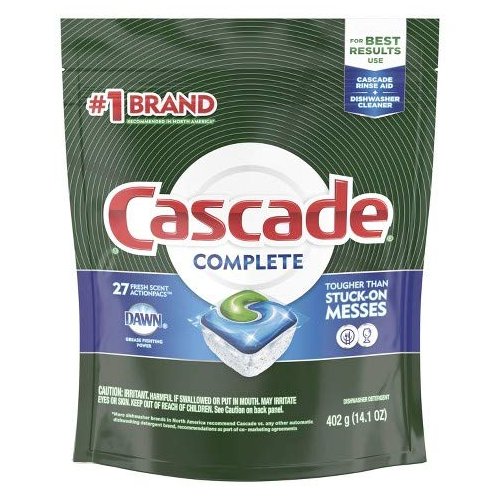 Cascade Complete ActionPacs, Dishwasher Detergent, Lemon Scent, 27 Count