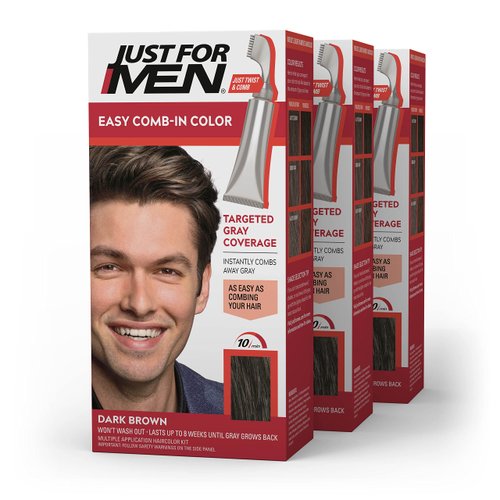 Just For Men Easy Comb-In Color Mens Hair Dye, Easy No Mix Application with Comb Applicator - Dar...