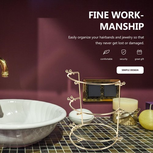 PRETYZOOM Metal Crown Display Stand, 3-Tier Tiara Headband Rack, Tabletop Hair Accessories Organizer Jewelry Holder, Bathroom Vanity Organizer Stand