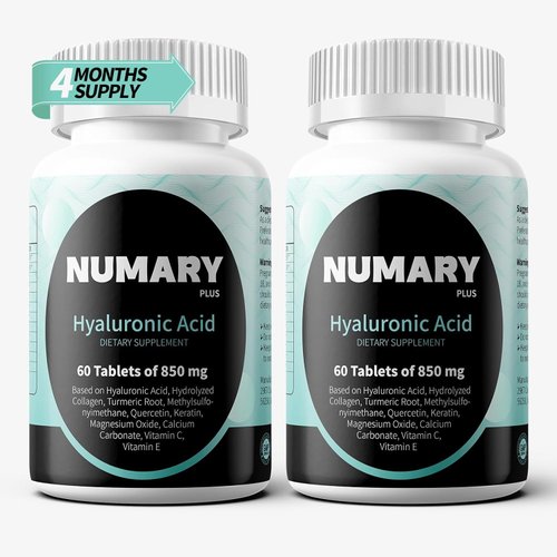 SILKMYST Hyaluronic Acid, with Hydrolyzed Collagen, MSM, Turmeric, Vitamin C, 120 Tablets, 4 Month Supply