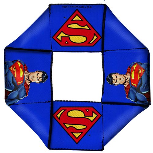 Buckle-Down Dog Toy Octagon Flyer Superman Pose Shield Icon Blue 8" x 8" x 1"