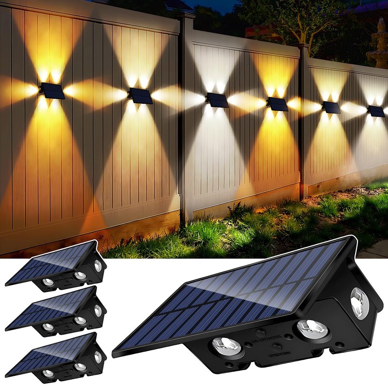 DBF Solar Fence Lights, Fence Lights Solar Powered Outdoor Waterproof ...
