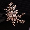 Teyglen Simple Full Rhinestones Bride Wedding Hair Comb Hair Pieces for Bride Bridal Crystal Side Hair Comb Hair Accessories for Women Girls (Rose gold)