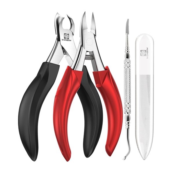 WONSIM Toenail Clippers for Thick Nails, Podiatrist Nail Clippers with Surgical Stainless Steel Sharp Curved Blades, Professional Thick or Ingrown Toe Nail Clippers for Seniors, Men and Women