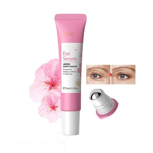 AKARY Cherry Blossom Eye Roller Serum Eye Moisturizer, Deep Hydration Eye Serum with Caffeine and...